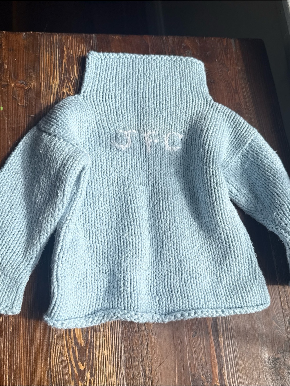 Light Blue Women's Chunky Knit Turtleneck Sweater